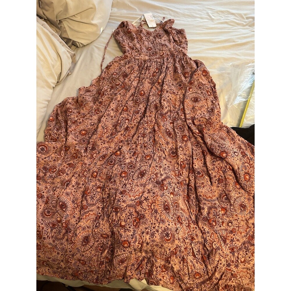 Jessica Simpson XS NWT Maxi Dres Celestial Dreams Coral Clia - Picture 5 of 7